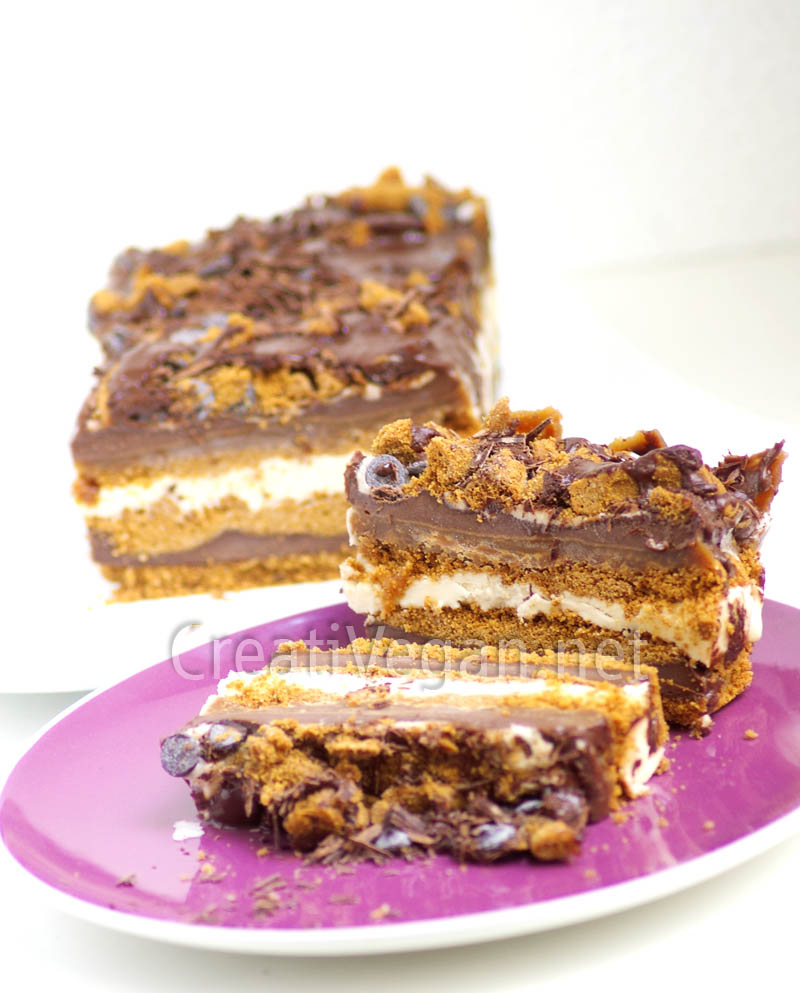 Tarta de chocolate, galleta y vainilla