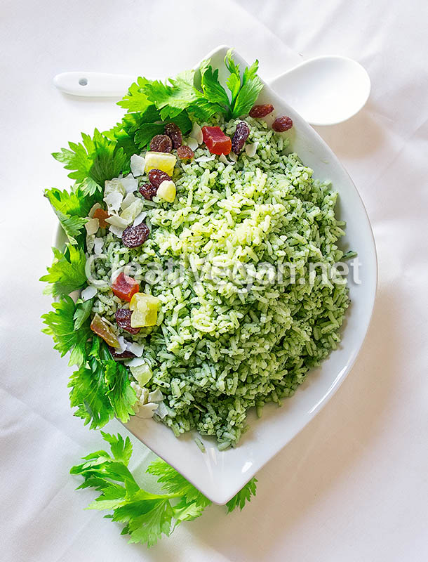 Zamarod pulao (arroz con espinacas)